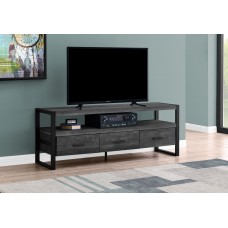 Arron TV Stand - 60"L / Black Reclaimed  Wood-Look / 3 Drawers